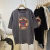 Cuello de Algodón Puro Retro Manga Corta para Mujer High Street Trendy Versátil Camiseta 2024 Verano Nueva Moda Top Versátil