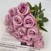 Buquê de Rosas Simuladas, Flores de Seda, Flores Artificiais, Acessórios para Salão de Casamento, Arranjo de Flores para Quarto de Casa, Adereços para Fotografia, Alta Simulação