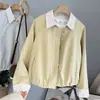 Jaqueta Curta Patchwork Lapela Estilo Coreano Nicho Coreano Preguiçoso Primavera 2026 Feminina Solta Emagrecedora Casual