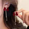 Pendientes de Copo de Nieve de Terciopelo para Mujer Nicho de Gama Alta Pendientes Rojos de Año Nuevo Otoño e Invierno 2025 Nuevo Estilo Caliente Pendientes de Año Nuevo