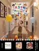 Decoración de Escena de Cumpleaños Lluvia de Globos para Cumpleaños Infantil Niño de 3 Años 2 Años Atmósfera de Ceremonia Tela Colgante para Niña Pequeña