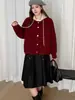 Cárdigan de punto doble desmontable estilo europeo con capucha para mujer, nueva colección otoño/invierno 2026, un abrigo suéter sofisticado y elegante