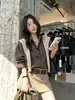 THE LIMON Chá Verde Limão 2026 Outono Estilo Coreano Camisa de Manga Longa Listrada Solta e Xale Conjunto de Duas Peças para Mulheres