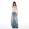Diseño Retro 2025, Estilo Occidental, Versátiles Jeans de Pierna Ancha Desgastados, Pantalones Holgados de Verano Tipo Cimitarra, Polipropileno Negro