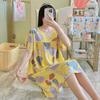 Camisola de seda de algodão feminina primavera e outono verão pijama fino coreano meninas doces celebrantes online explosões ao vivo casa outwear saia