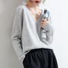 Suéter de Color Sólido con Cuello en V para Otoño e Invierno Elegante Simple Rayas Canalé Casual Perezoso Básico Base Cárdigan Tejido para Mujer