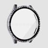Funda Protectora Adecuada para Samsung Watch con Diamantes PC Templado Carcasa Película Integrada Funda Protectora para Reloj Galaxy Watchfe