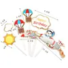 Globo Aerostático Horneado Pastel Piloto de Combate Decoración Niños Niñas Tarjeta de Pastel Decoración Tema Cumpleaños