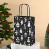Bolsa de Presente de Natal de Luxo Leve, Bolsa de Papel Kraft Preta de Alta Qualidade e Versátil, Bolsa de Mão Criativa com Estampagem a Quente e Impressão Prateada