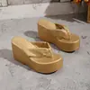 Pantuflas de cuña de talla grande transfronterizas para mujer, Nueva moda retro casual europea y americana de primavera y verano, Chanclas de tacón alto de suela gruesa para mujer