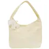 Bolso de Mano Ligero Estilo Coreano para Estudiantes Universitarios, Bolso de Hombro para Chicas de Color Sólido Bordado con Lazo Dulce, Bolso de Campus de Gran Capacidad