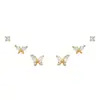 Brincos Exquisitos de Borboleta com Micro-Embellishments Conjunto de Três Peças Agulha de Prata S925 Pequenos Doces Moda Brincos para Mulheres