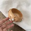 Nuevo brazalete de madera vintage retro elegante combinado con brazalete redondo, moderno y versátil, joyería apilable de lujo ligero