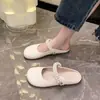 Sandalias de Verano para Mujer Estilo Francés 2026 Planas de Punta Cerrada Mary Jane Medias Zapatillas Zapatos Individuales Estilo Chanel Chanclas de Playa