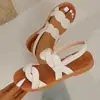 Sandalias de Moda para Mujer Tallas Grandes Suela Plana Punta Redonda Velcro Cómodas Casual Playa Antideslizantes Cómodas Sandalias de Playa Mujer