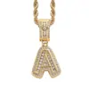 Collar Hip-Hop Caramelo de Roca Circonita Cúbica Colgante de Letra Moda Europea y Americana Hip-Hop Unisex Letra Personalidad de Moda Collar