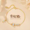 Pulseira Original S925 Prata Esterlina Gato da Sorte para Mulheres Luxo Leve Nicho Exquisito Versátil Zircônia Pequeno Gato Pulseira Acessórios