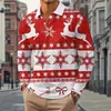 Impresión Digital 3D Navidad Papá Noel Árbol de Navidad para Hombre Clásico Cuello Camisero Casual Cómodo Manga Larga POLO