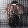 Verão Moda Masculina Camiseta Cool Tatuagem Samurai Casual Estampa 3D Hip Hop Gola Careca Camiseta Top