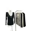Top de Lino y Algodón con Cachemir Fino de Cuello V para Mujer, Amigable con la Piel, Cómodo, Capa Interior Base Otoño/Invierno 28180