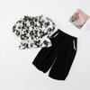 Traje de niño y niña de Corea del Sur verano nuevo estilo coreano para niños estilo occidental top floral + pantalón dos piezas transfronterizo