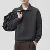 Moletom Minimalista de Luxo Pesado com Gola Polo e Tricô Floral Estilo Dinastia Antiga de Anyang para Homens, Nova Roupa de Outono 2026 Manga Longa