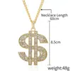 Personalidade europeia e americana exagerada tendência hip-hop pingente totalmente cravejado colar hip-hop joias colar de dólar americano masculino estilo hip-hop
