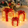 Exibição de Caixa de Presente Luminosa de Arte em Ferro para o Natal, Decorações sob a Árvore de Natal, Vitrines, Montagem de Cenário Transfronteiriço