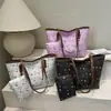 Bolsa Tote Floral para Madres e Hijos para Mujer, Estilo Europeo y Americano para Viajes Diarios 2026, Ribete de Piel en Color Contrastante, Bolsa de Hombro de Gran Capacidad para Viajes Diarios