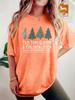 Estación Independiente Europea y Americana Transfronteriza Camiseta Elegante para Mujer en Stock Patrón de Árbol Árbol de Navidad Estampado Verano Nuevo Manga Corta