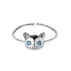 Anillo de gatito de ojos azules Anillo de gato de circón con incrustaciones creativas de personalidad dulce y linda japonesa y coreana suministro al por mayor