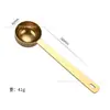 Cuchara medidora de acero inoxidable 304 herramienta para hornear cuchara medidora de granos de café leche en polvo dorado plateado mango largo cuchara de cocina para el hogar