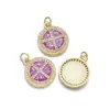 Artículos Populares Transfronterizos: Colgante Redondo Cruzado Chapado en Oro Cobre Ópalo Imitación Colección, Zirconia Microincrustada Accesorios para Collares DIY