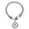 Grupo grego OES East Star Association pingente de pulseira com logo diy 20cm fecho lagosta prata antiga pulseira torcida BSK