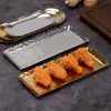 Bandejas de servir de aço inoxidável transfronteiriças, pratos de buffet, pratos para restaurante de hot pot, pratos para churrasco, pratos de bolo, bandejas retangulares marteladas
