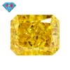Huagang Gem 9A corte de flor de hielo biselado rectangular amarillo dorado taladro de alto carbono joyería viva de alta gama piedra principal de circón CZ