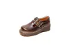 Sapatos Mary Jane retrô de outono bico redondo boca rasa camada única sapatos estilo japonês tira única fivela dupla sapatos de couro branco moda feminina