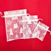 Nueva Bolsa de Regalo de Organza Navideña con Estampado de Copo de Nieve, Ciervo y Estrella, Bolsa de Regalo de Organza para Dulces