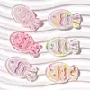 Pegatinas transparentes de resina para uñas de pez con rayas rosa pálido y blanco, con purpurina, textura de gelatina, para pinza de pelo DIY, pegamento cremoso, accesorios hechos a mano a juego