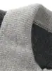Elegante suéter de dos piezas falso en capas gris estilo universitario, top cárdigan versátil, top de punto para mujer, abrigo de otoño e invierno para mujer