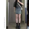 Falda Corta de Mezclilla Azul Retro para Mujer en Verano, Talla Grande, Cintura Alta, Aspecto Adelgazante, Gordita Mm, Cubriendo el Vientre, Persona Bajita, Falda de Corte A
