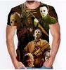 Película de Terror Asesino Jason Voorhees Deportivo Casual Gráfico Impreso en 3D Cuello Redondo Camiseta de Manga Corta para Hombre
