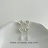 Brincos Longos com Franjas em Gota de Flor de Cerejeira Super Delicados e de Conto de Fadas, Estilo de Moda de Luxo Leve, Versáteis para o Trabalho e Encontros, Brincos e Acessórios de Orelha