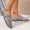 Sandalias Planas Tipo Bailarina con Tira Única de Estilo Vacacional Transfronterizo Europeo y Americano para Mujer, Verano Vintage Retro Talla Grande Venta al por Mayor