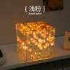 Luz de Noche Creativa DIY Mar de Flores de Tulipán Cubo Mágico 3D Regalo para Novia Hecho a Mano Regalo de San Valentín Cumpleaños