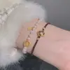 [Nuevo] Pulsera de Media Luna Narciso Flor Perla Superposición Pulsera Multicapa Accesorios de Regalo Pulsera Pulsera Cuerda Mujer