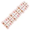 Unhas postiças de Halloween transfronteiriças, formato amêndoa, desenho de abóbora de Halloween, fantasma, sangue, francesinhas falsas, peças de nail art