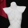 Corrente Corporal Sexy de Strass Cruzado Mais Vendida no Exterior Corrente de Garras com Franjas Multicamadas Corrente de Peito Acessórios Sexy para Biquíni Halter
