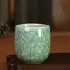 Taza de Cerámica Celadón de la Horno de Longquan Taza Pequeña de Té Juego de Té Kung Fu del Maestro Taza de Degustación de Seis Colores con Grietas de Hielo Caja de Regalo