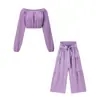 2026 Nuevo Conjunto Casual Europeo para Mujer de Pierna Ancha Cintura Alta Color Sólido Micro-campana Atado Caída Pantalones de Manga Larga